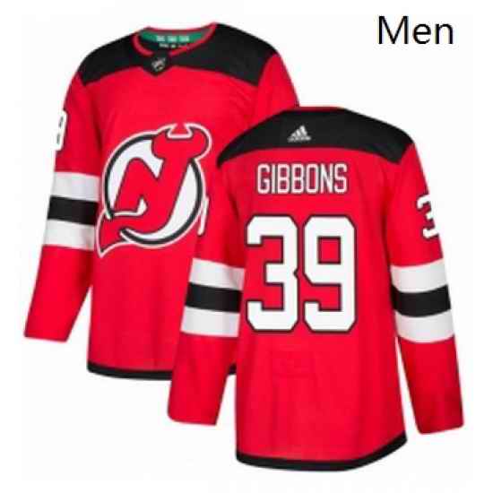 Mens Adidas New Jersey Devils 39 Brian Gibbons Authentic Red Home NHL Jersey